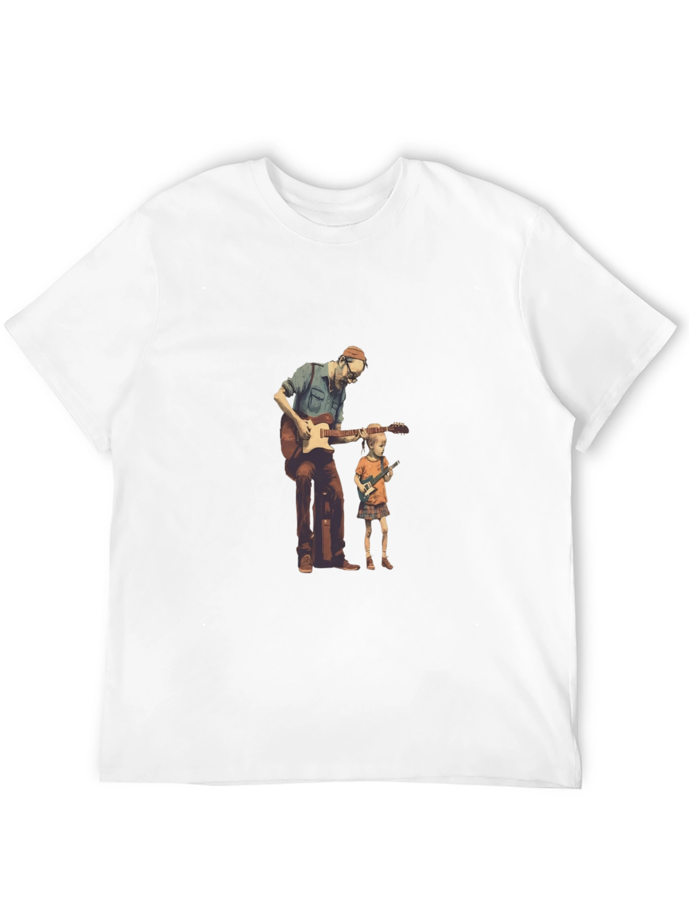 Guitarist Dad and Kid Black T-Shirt