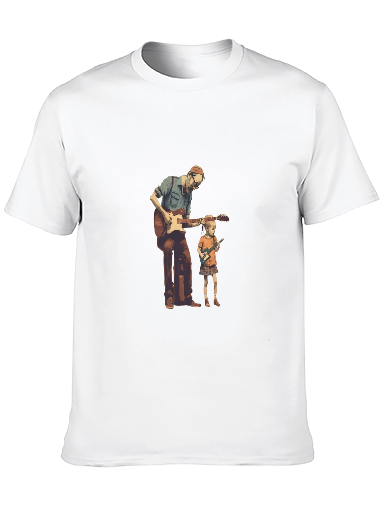Guitarist Dad and Kid Black T-Shirt