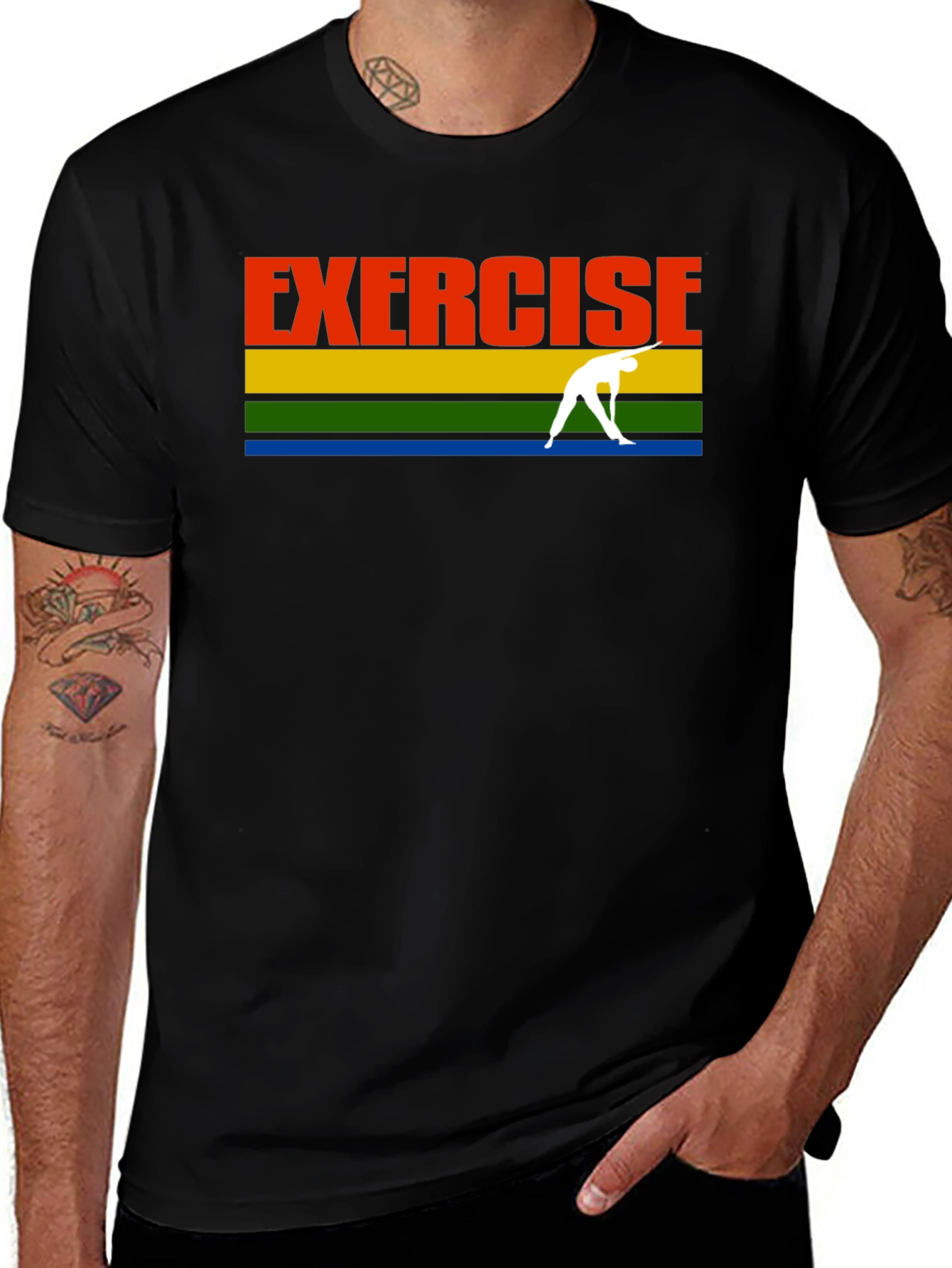Exercise T-Shirt Black Retro Yoga Graphic Tee