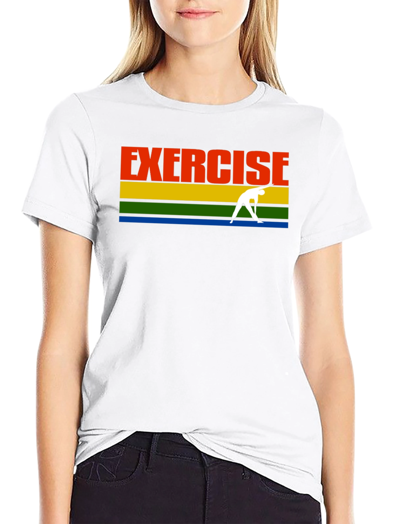 Exercise T-Shirt Black Retro Yoga Graphic Tee