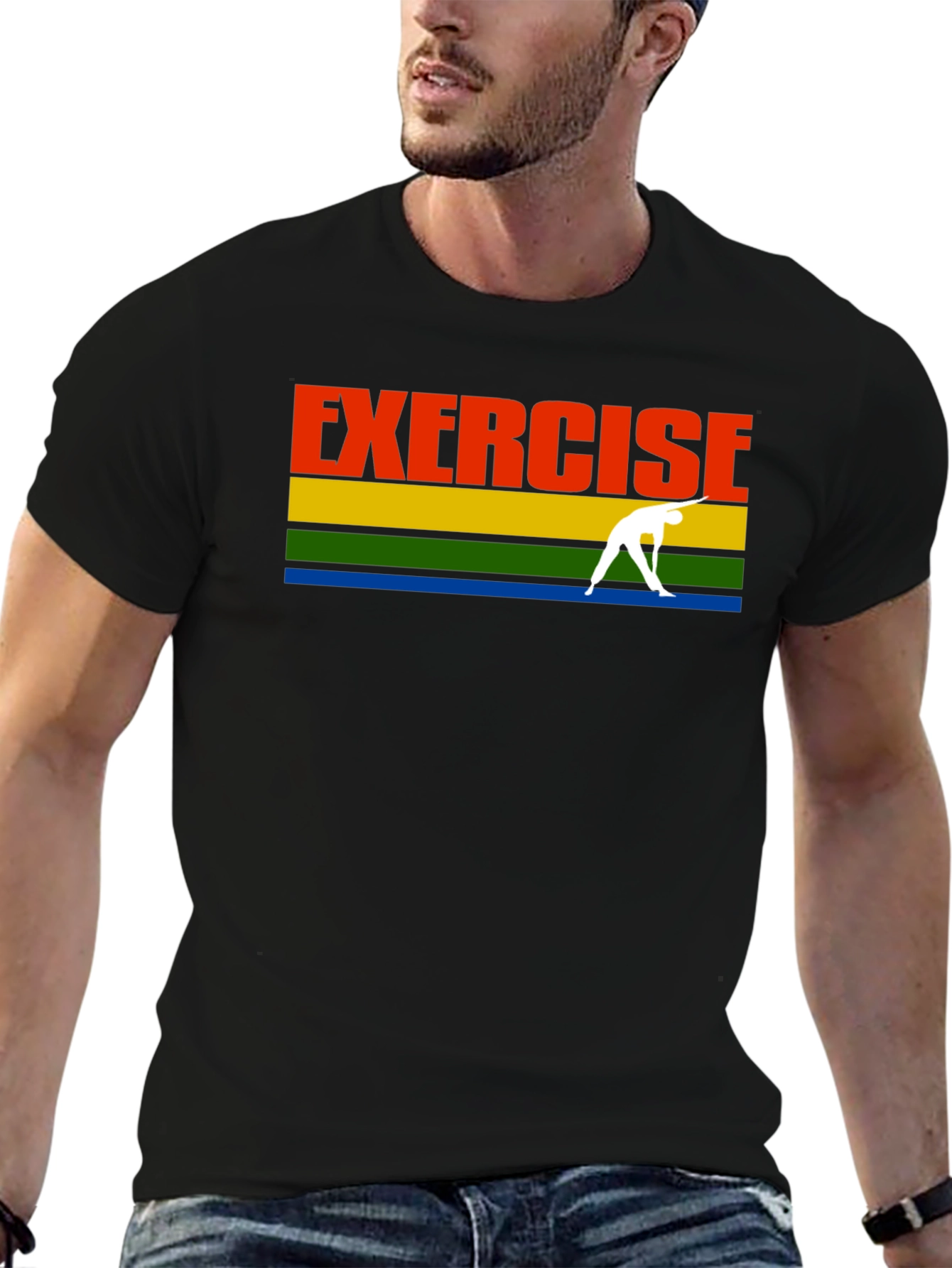 Exercise T-Shirt Black Retro Yoga Graphic Tee