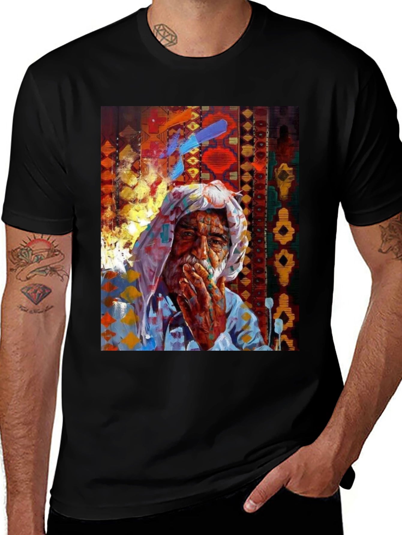 Artistic Old Man Graphic T-Shirt