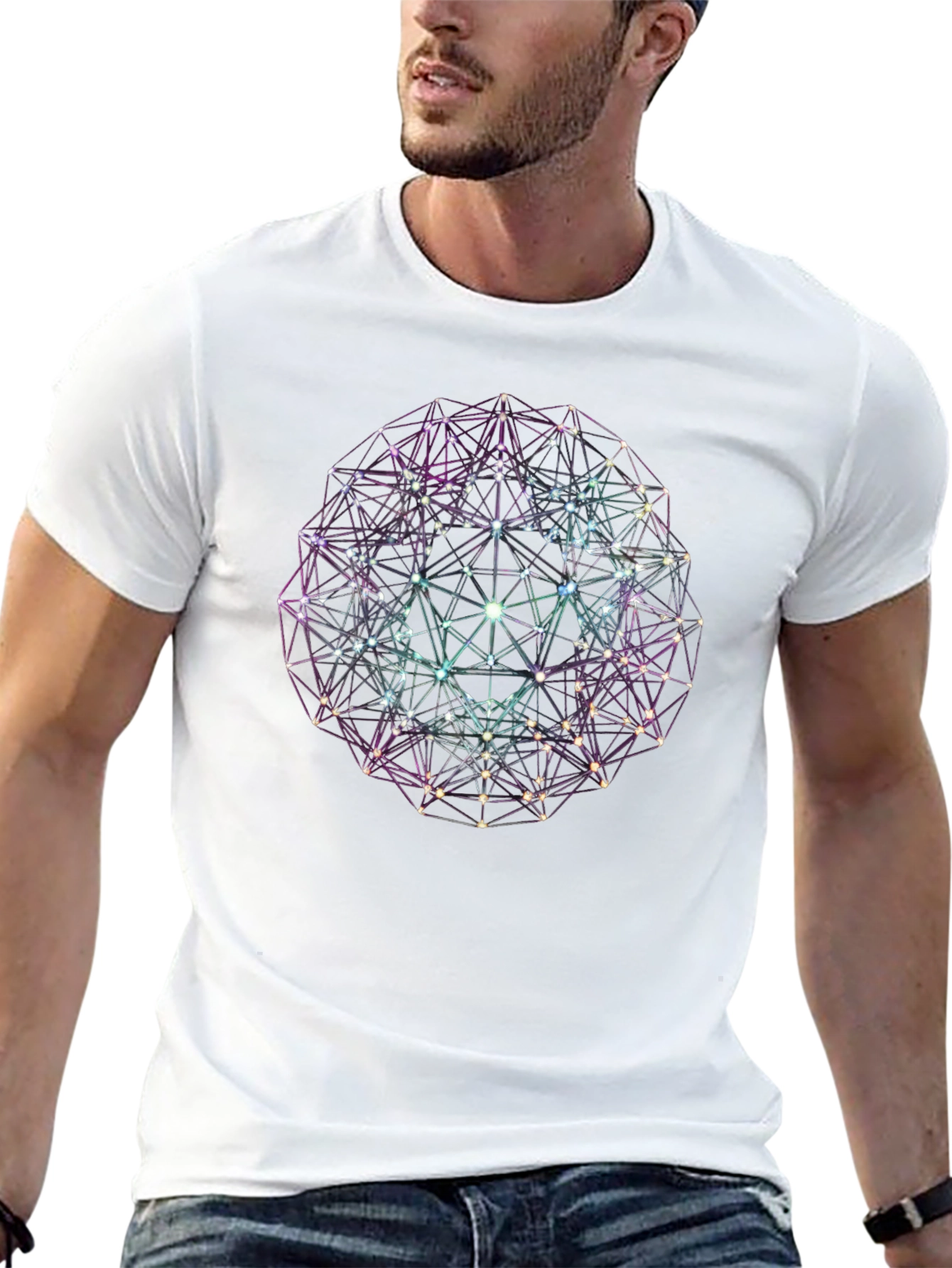 Geometric Sphere Graphic Tee - Modern Style