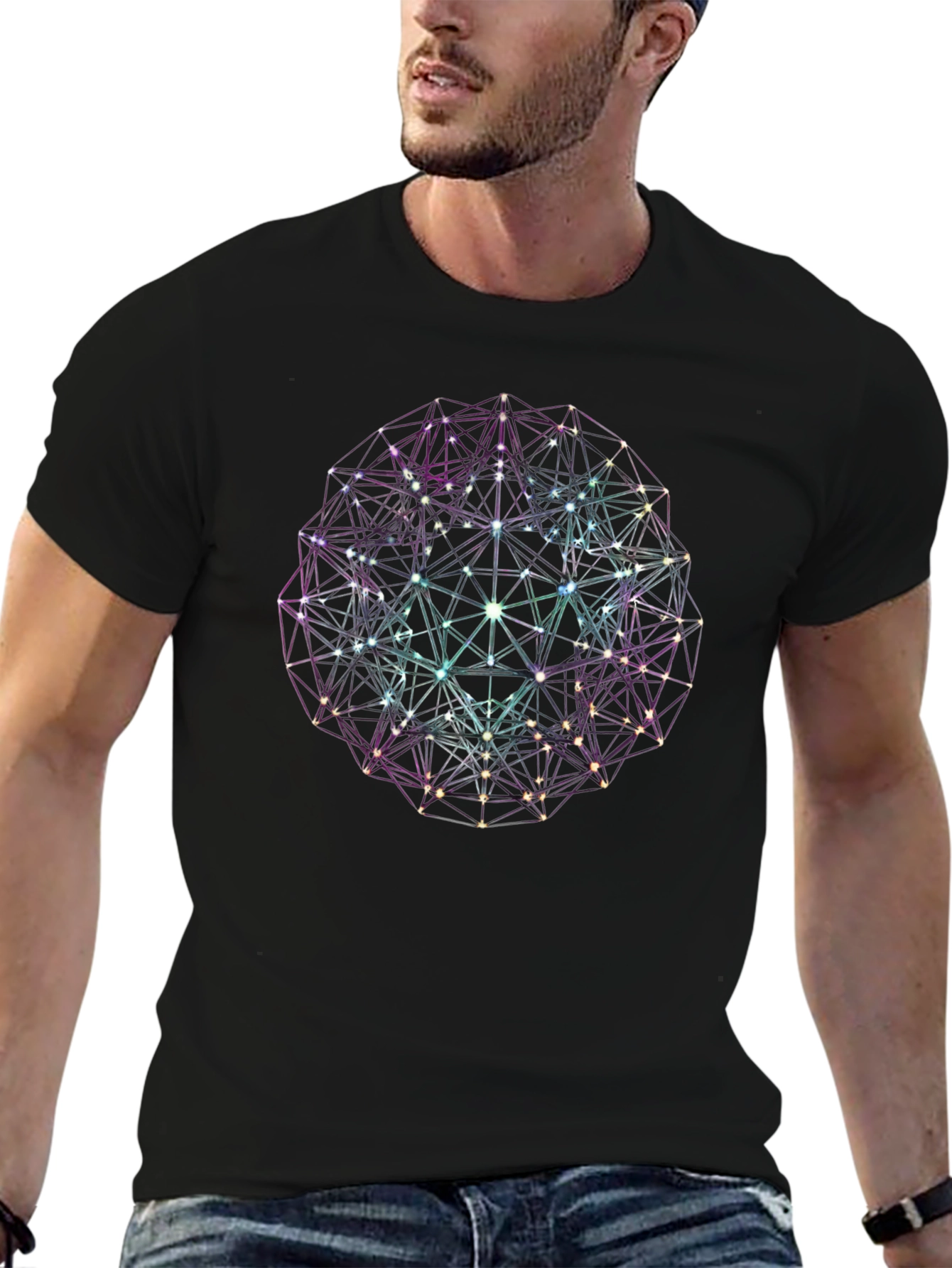 Geometric Sphere Graphic Tee - Modern Style