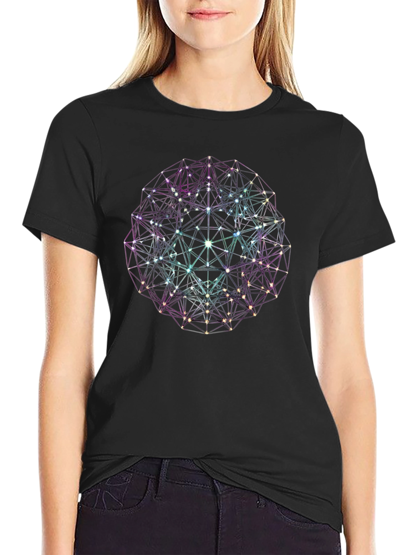 Geometric Sphere Graphic Tee - Modern Style