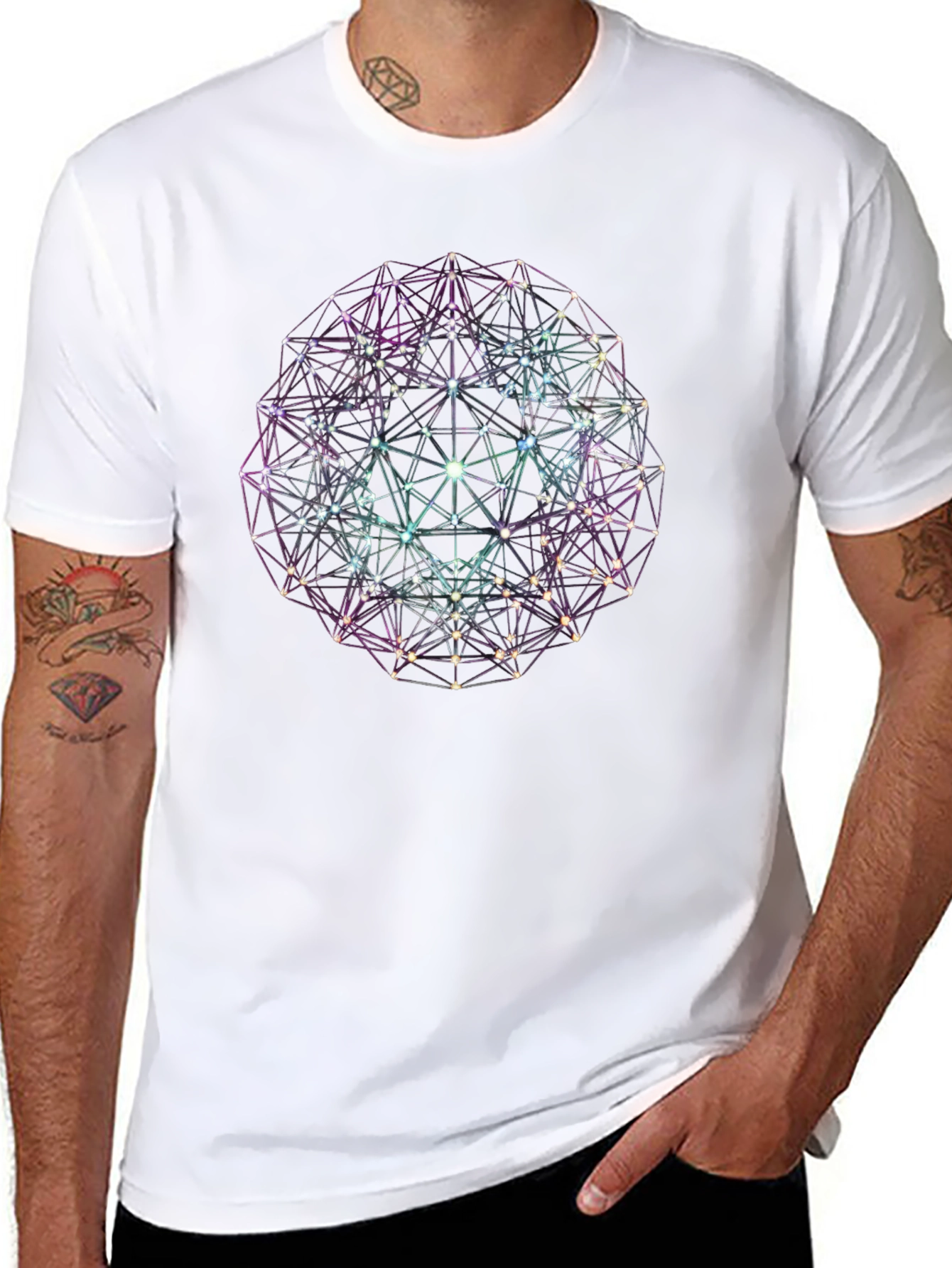 Geometric Sphere Graphic Tee - Modern Style