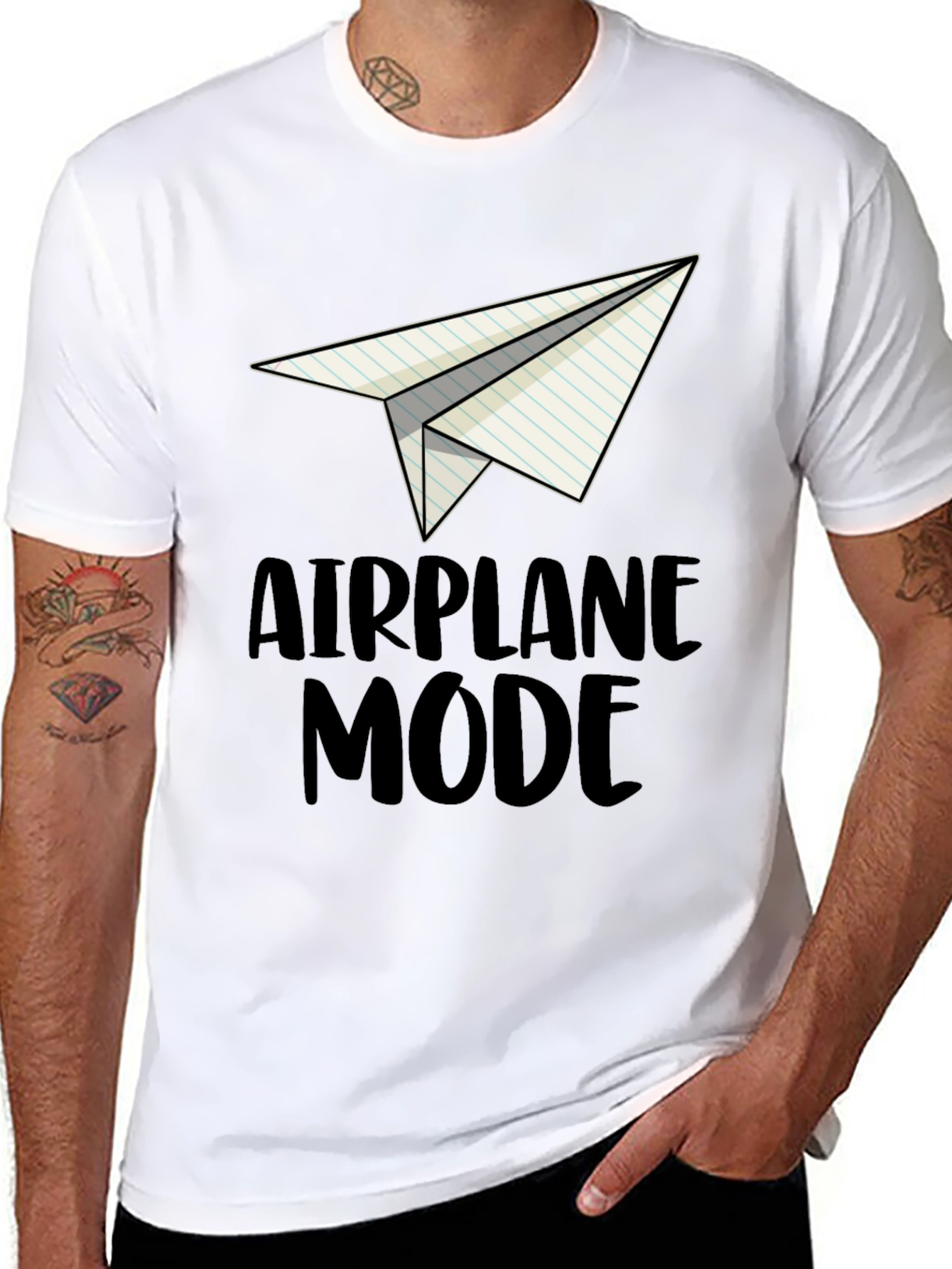 Airplane Mode Graphic Tee - Novelty T-Shirt