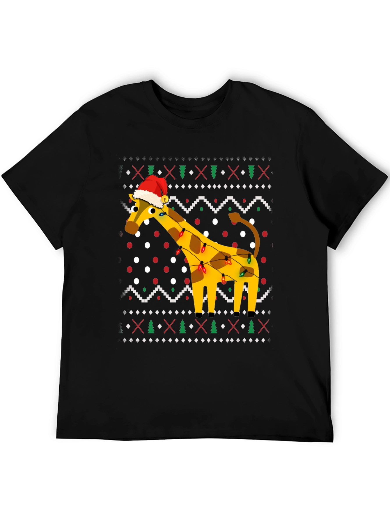 Giraffe Christmas Lights Ugly Christmas T-Shirt
