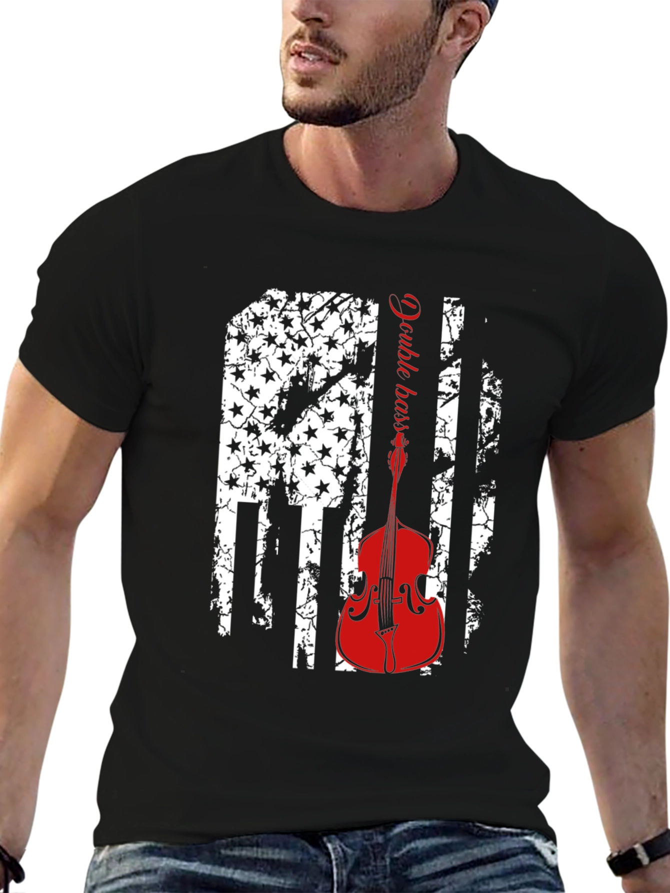 Double Bass American Flag T-Shirt