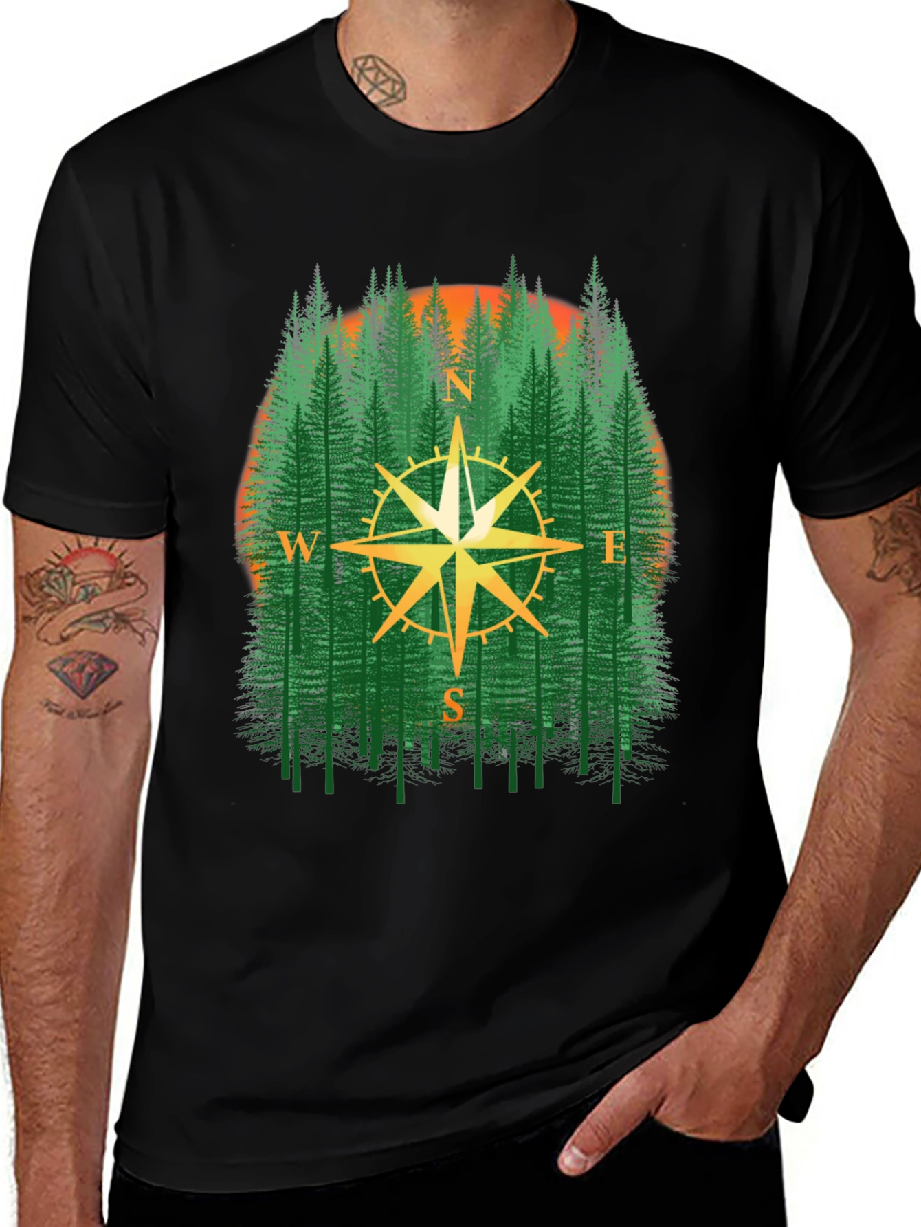 Compass Forest Graphic T-Shirt