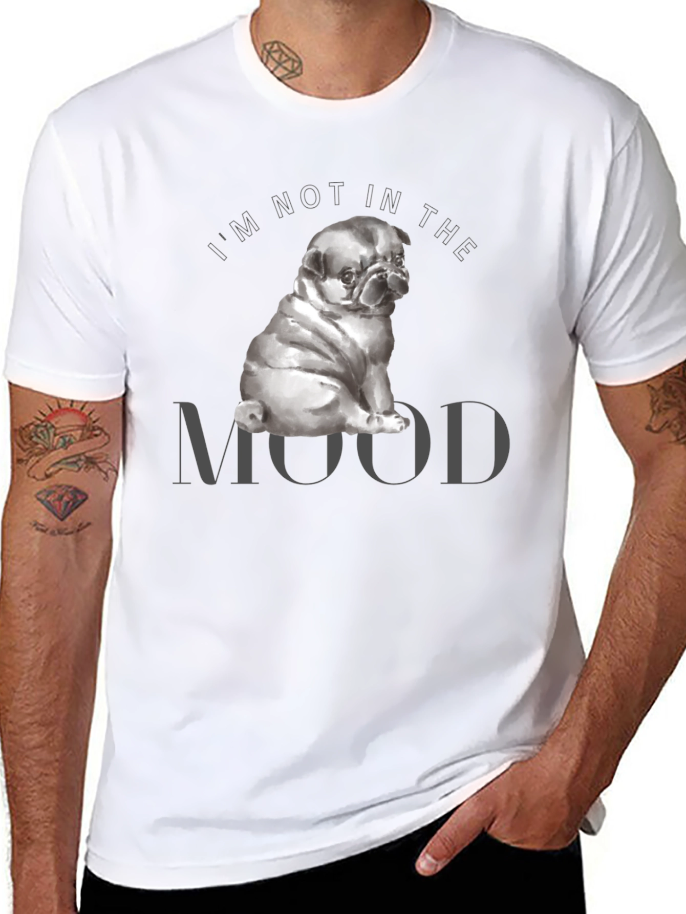 Not In The Mood Pug Graphic T-Shirt