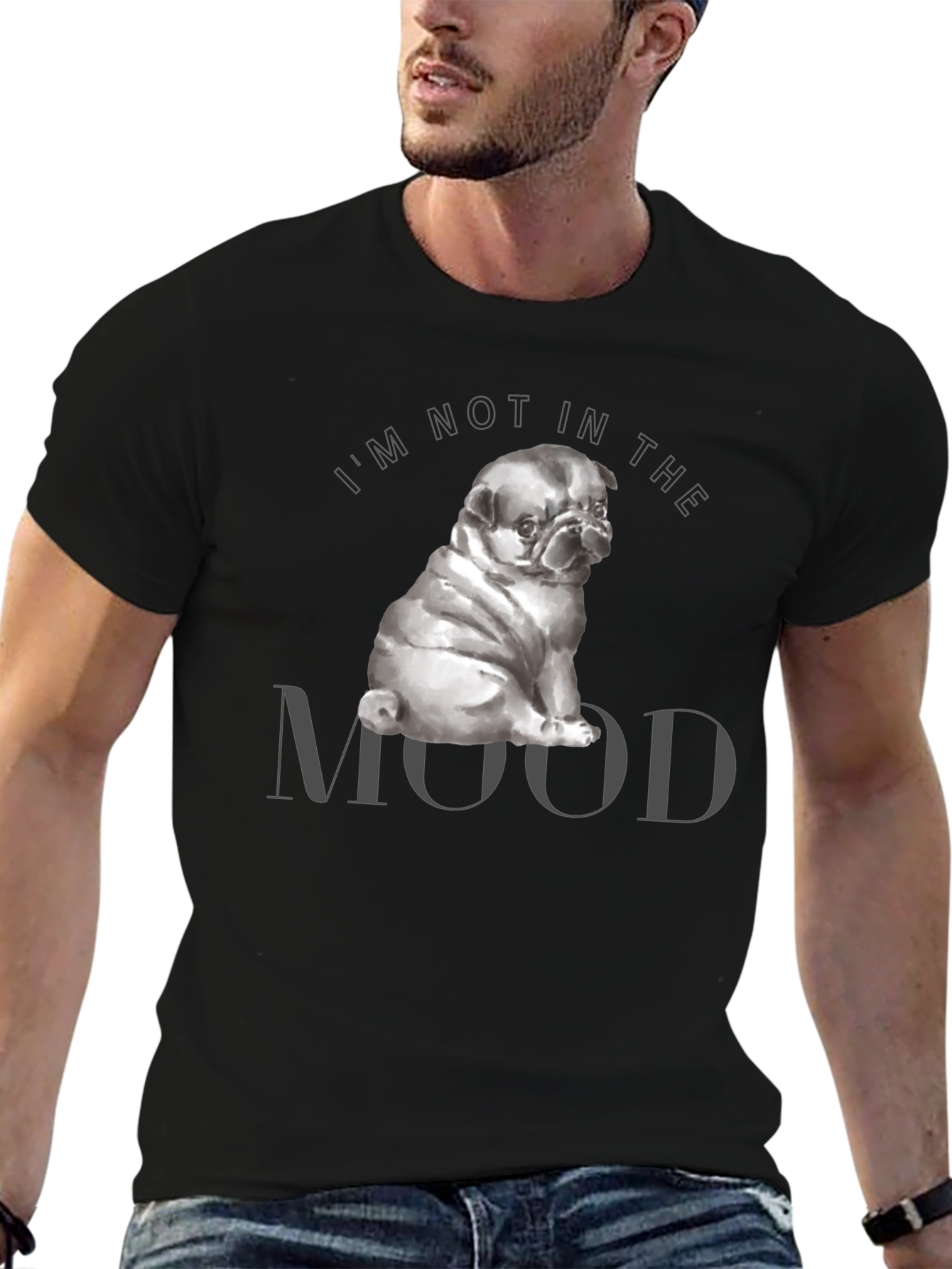 Not In The Mood Pug Graphic T-Shirt