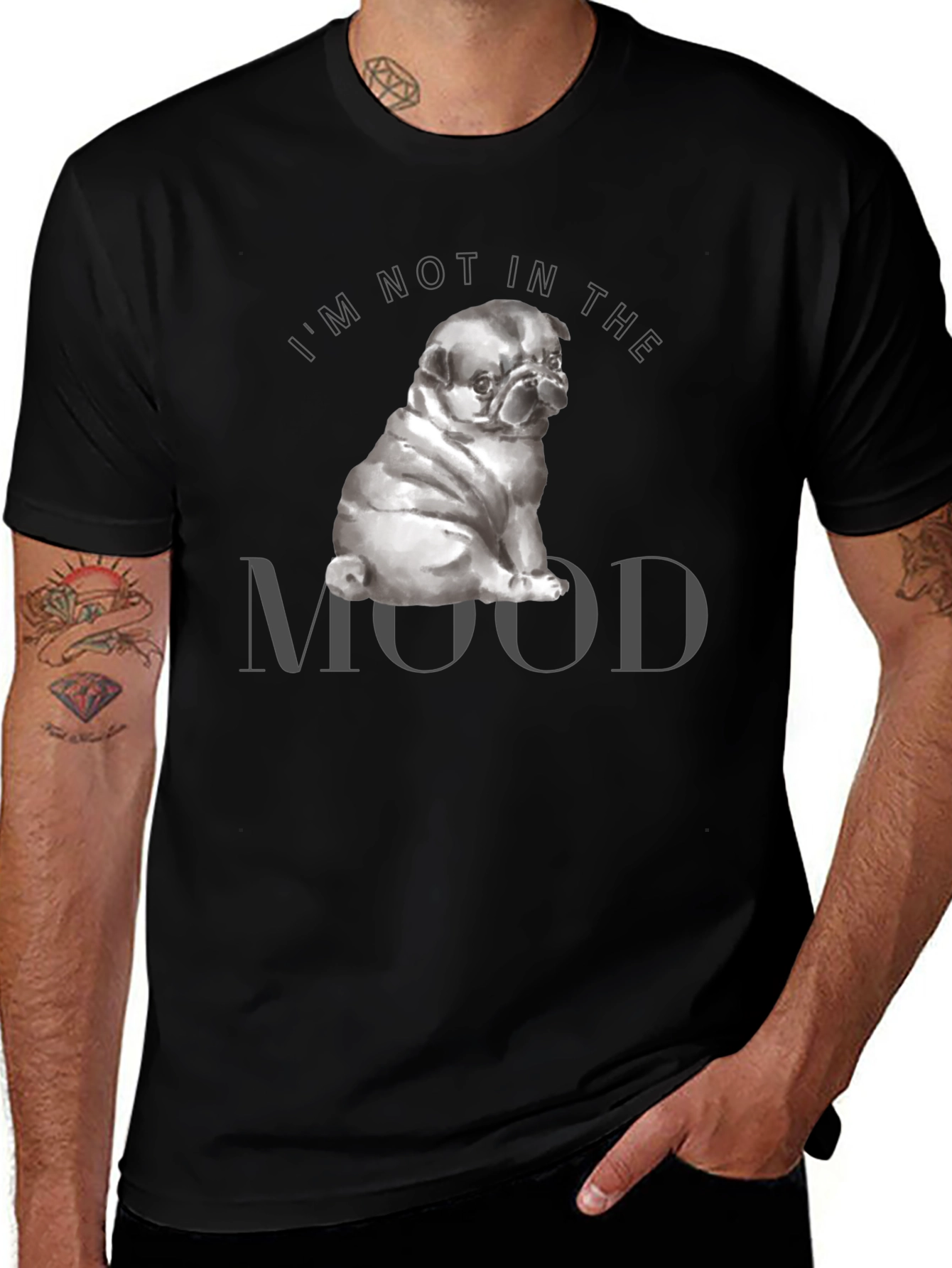 Not In The Mood Pug Graphic T-Shirt