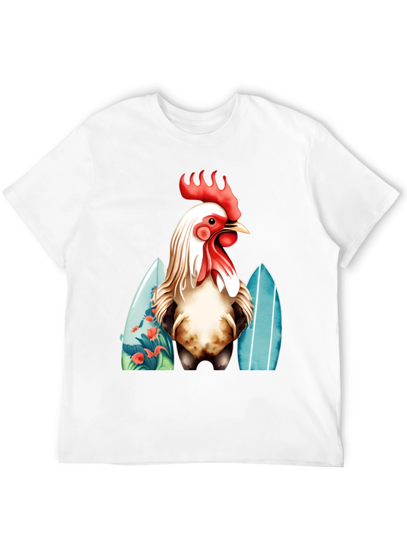 Rooster Surfboard Graphic T-Shirt