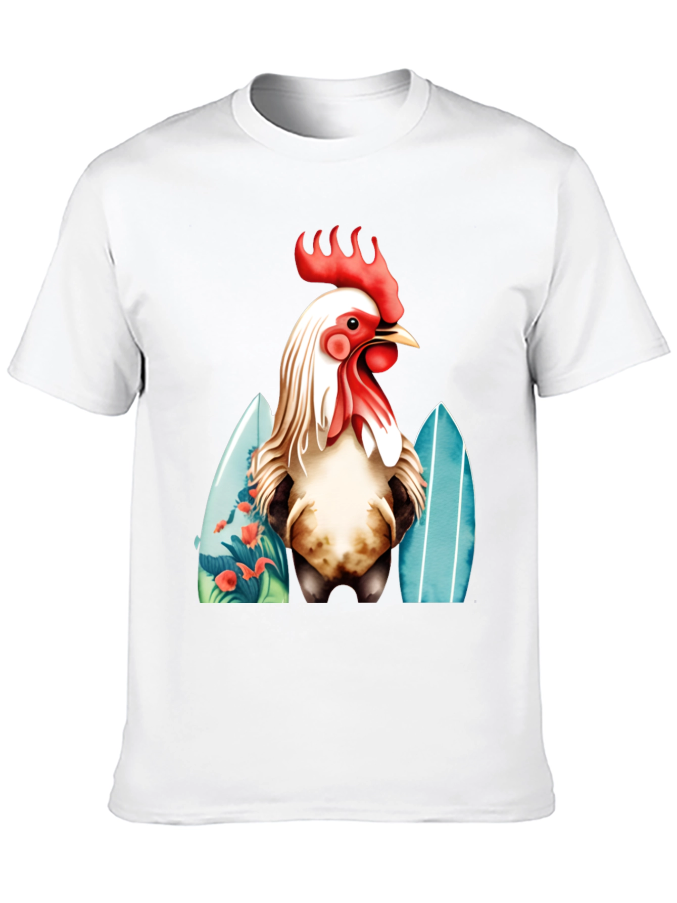 Rooster Surfboard Graphic T-Shirt