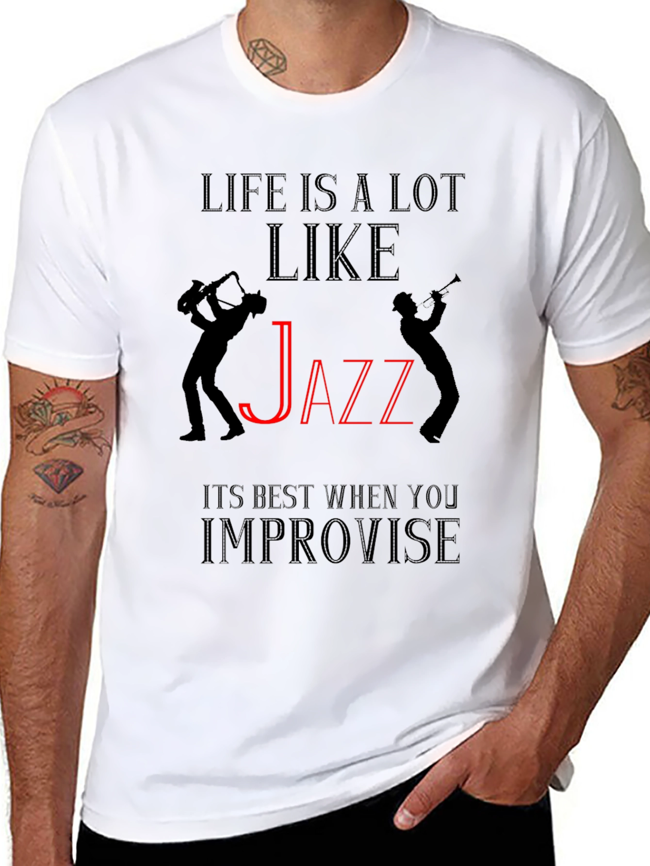 Life is Like Jazz Black Graphic T-Shirt