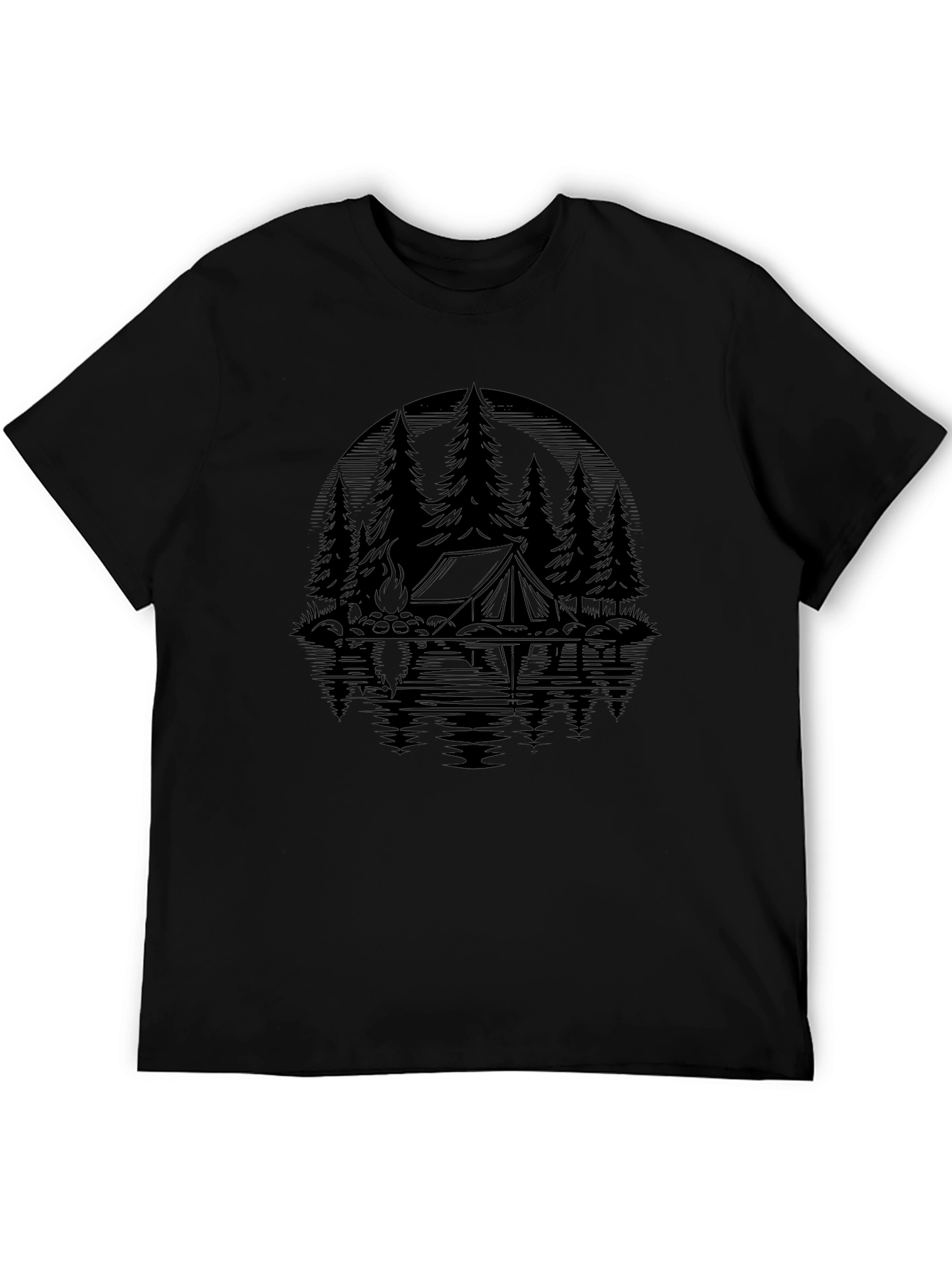 Camping Scene Black Graphic Tee