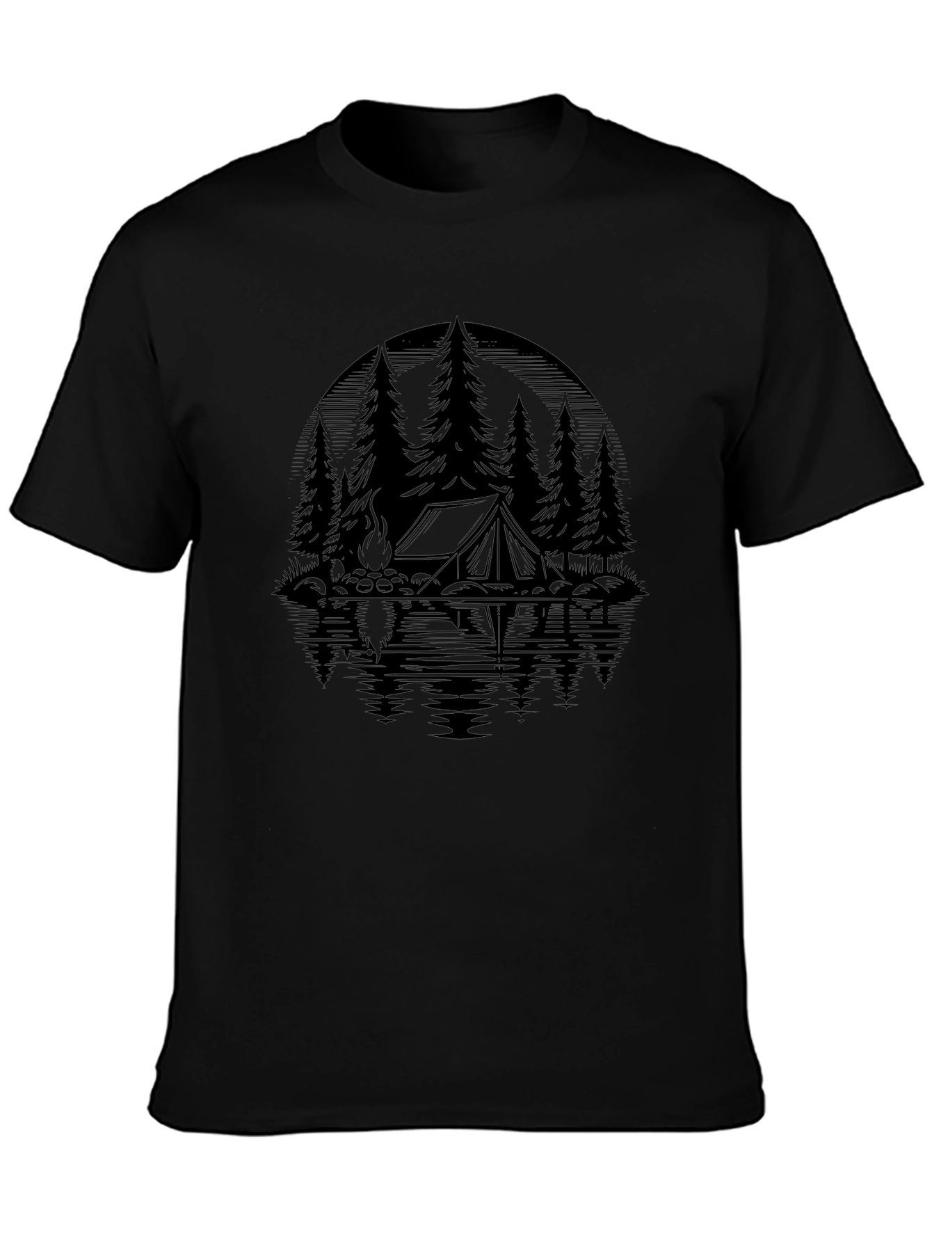 Camping Scene Black Graphic Tee