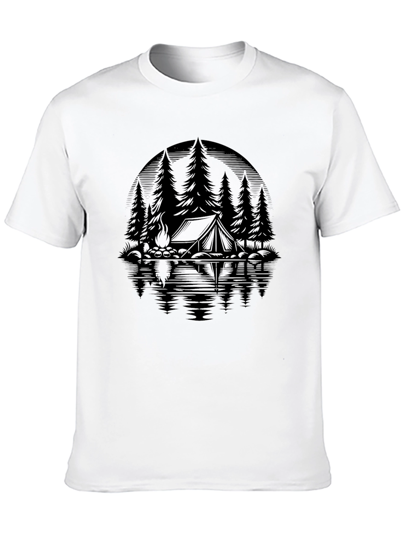 Camping Scene Black Graphic Tee