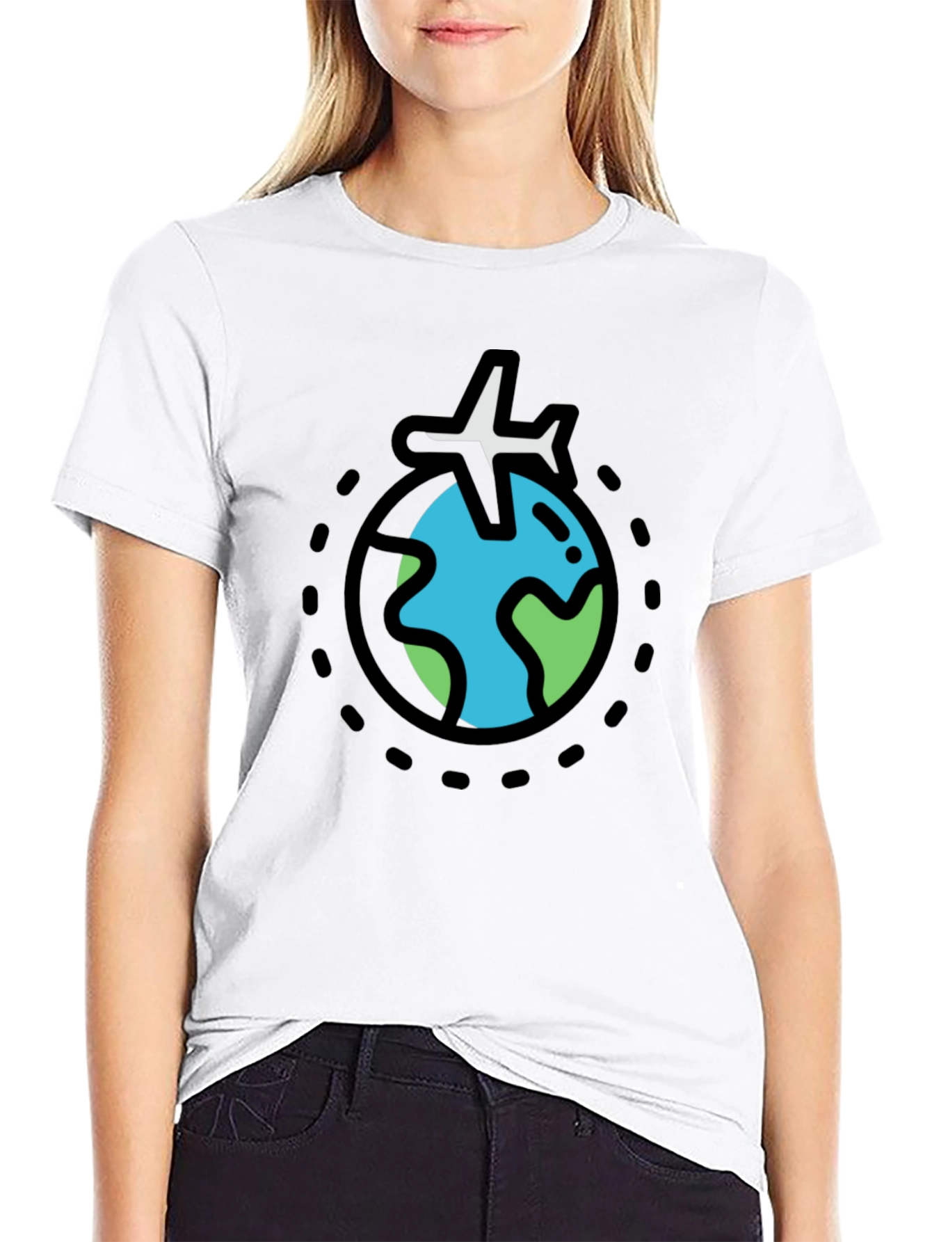 Globe Plane Graphic Tee - Black Cotton T-Shirt