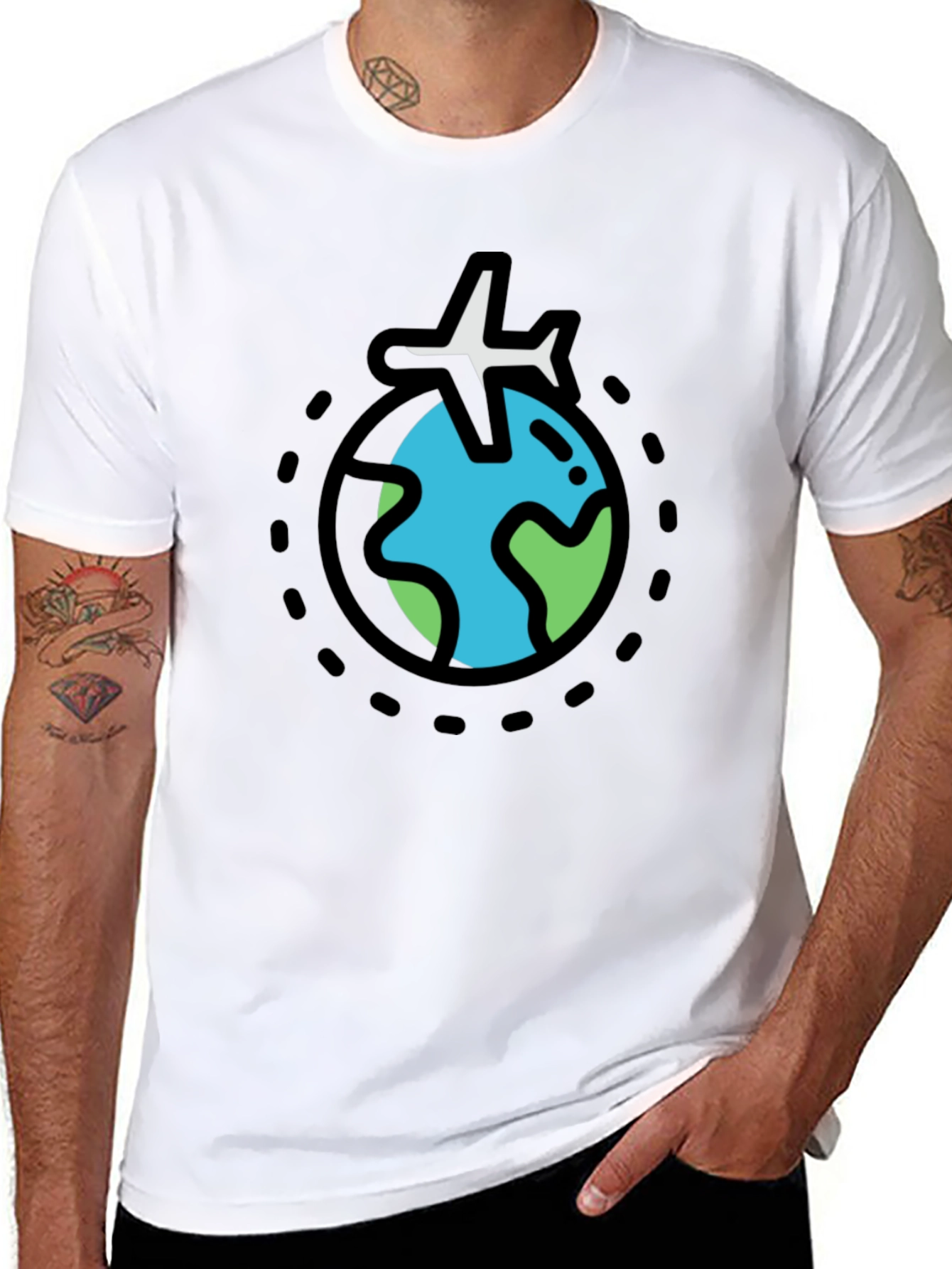 Globe Plane Graphic Tee - Black Cotton T-Shirt