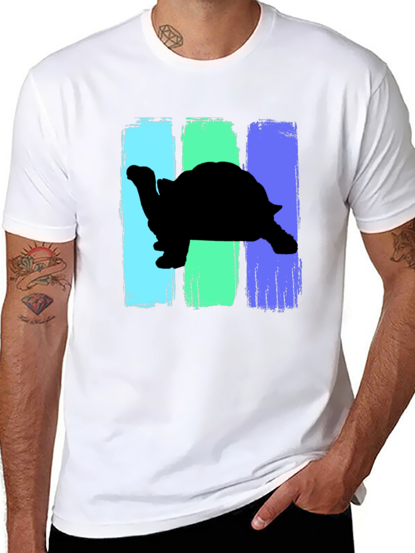 Turtle Silhouette Brush Stroke Graphic Tee