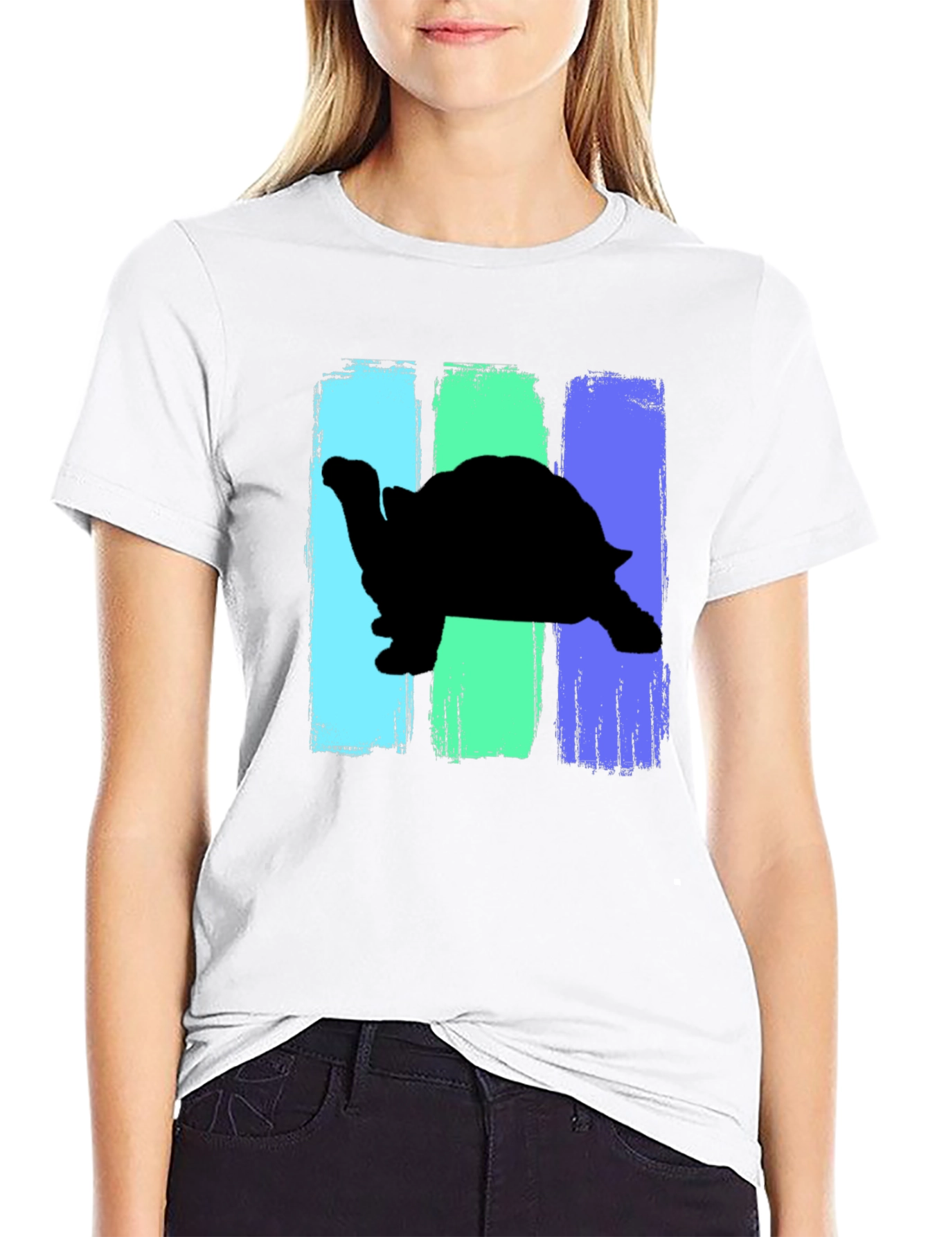 Turtle Silhouette Brush Stroke Graphic Tee