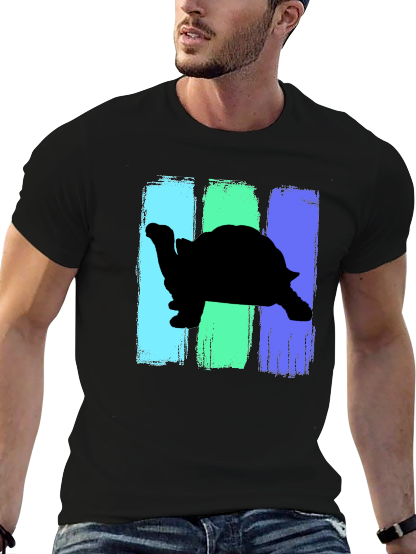 Turtle Silhouette Brush Stroke Graphic Tee