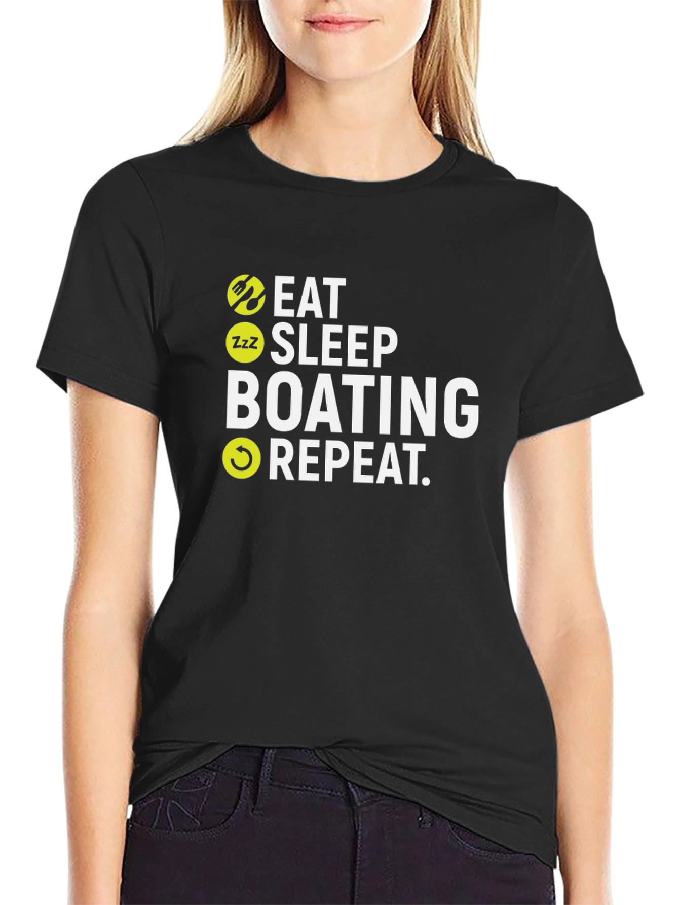 Eat Sleep Boating Repeat Graphic T-Shirt