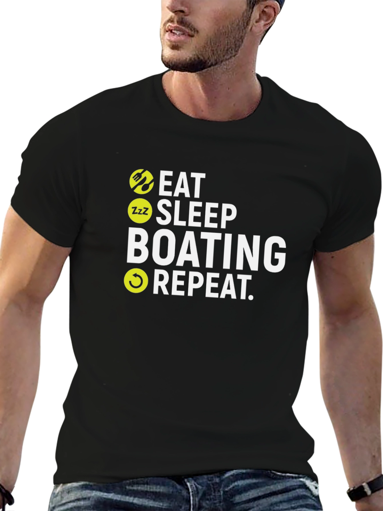 Eat Sleep Boating Repeat Graphic T-Shirt