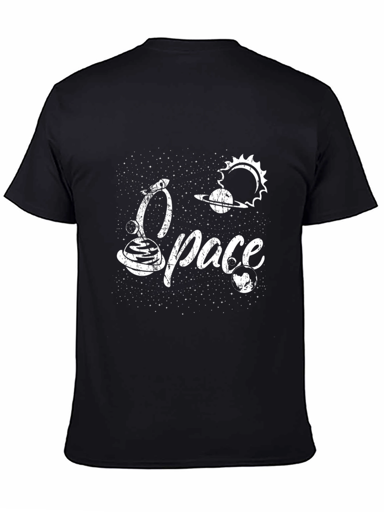 Space Graphic Tee - Black Cotton T-Shirt