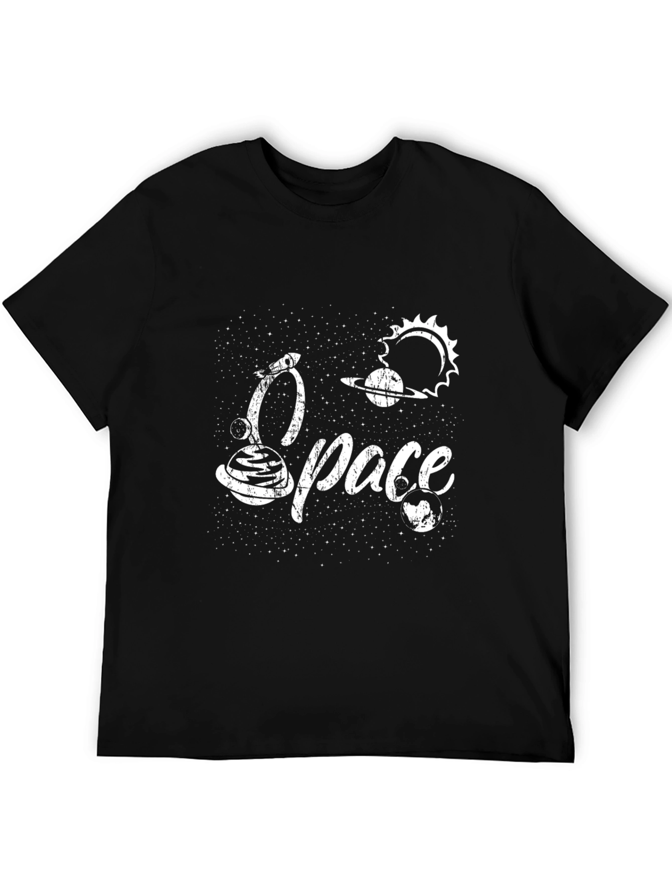 Space Graphic Tee - Black Cotton T-Shirt