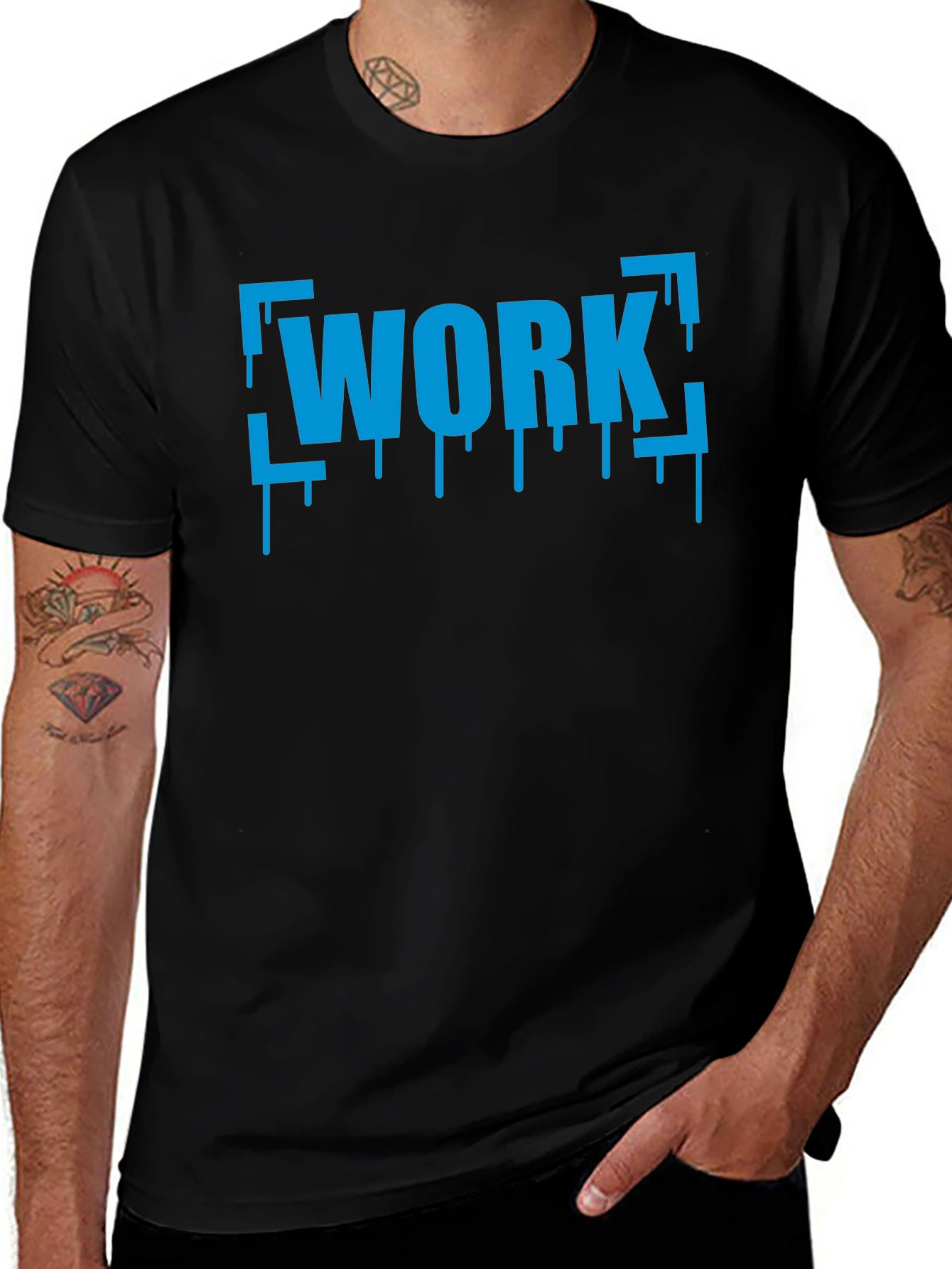 Work Drip Graphic T-Shirt - Black Cotton Tee