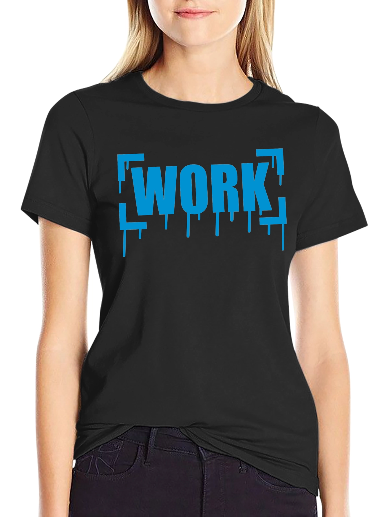Work Drip Graphic T-Shirt - Black Cotton Tee