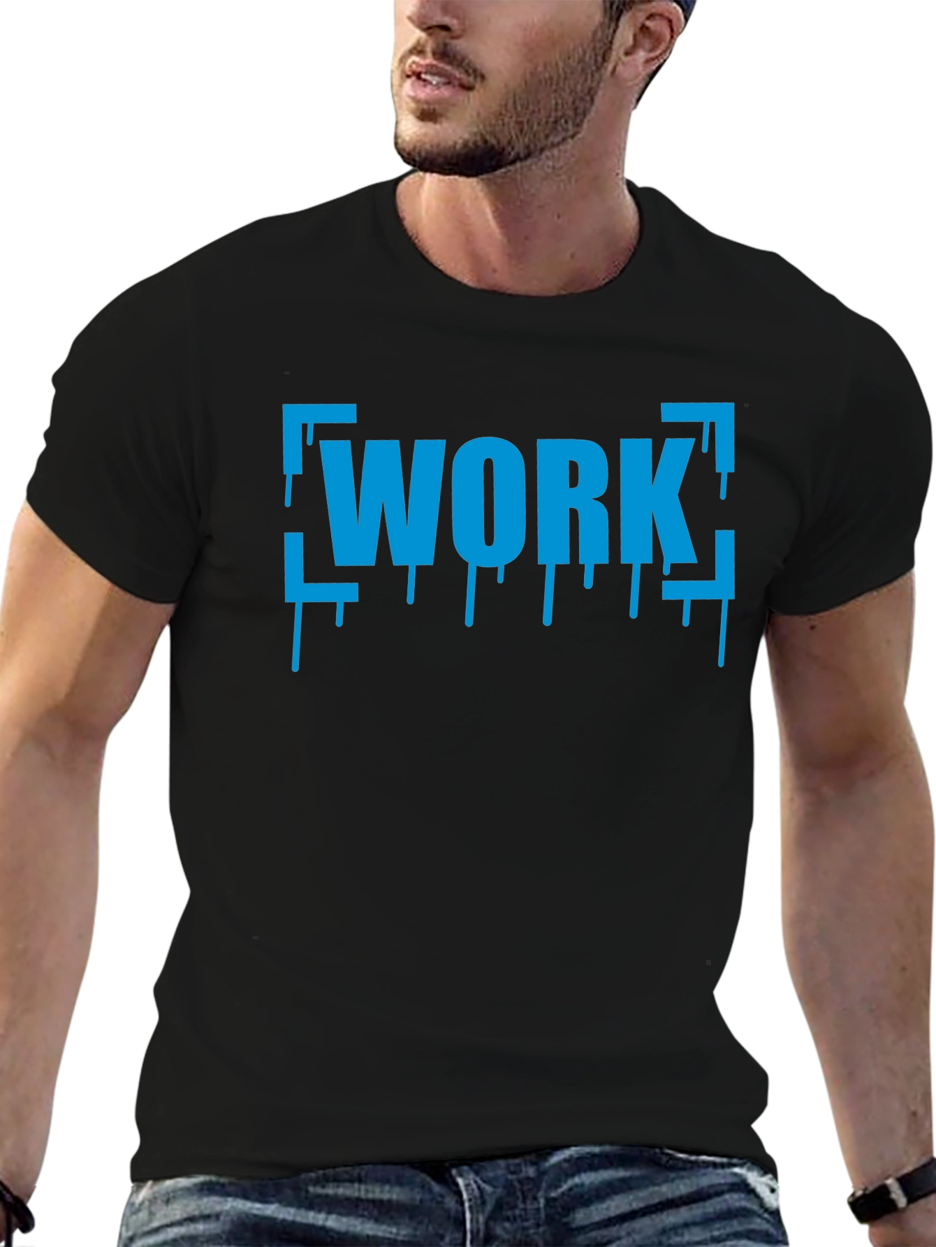 Work Drip Graphic T-Shirt - Black Cotton Tee