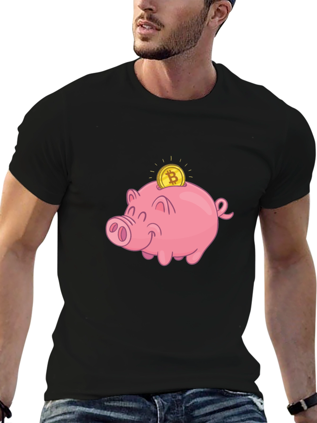 Bitcoin Piggy Bank Black T-Shirt