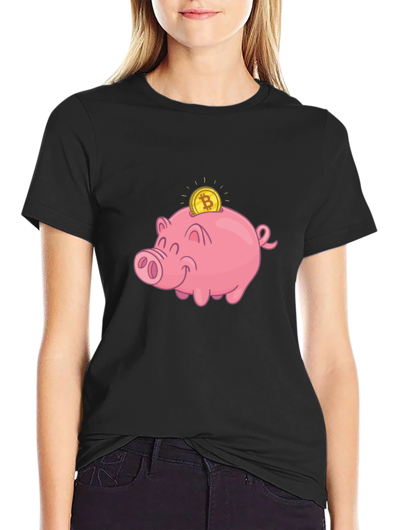 Bitcoin Piggy Bank Black T-Shirt