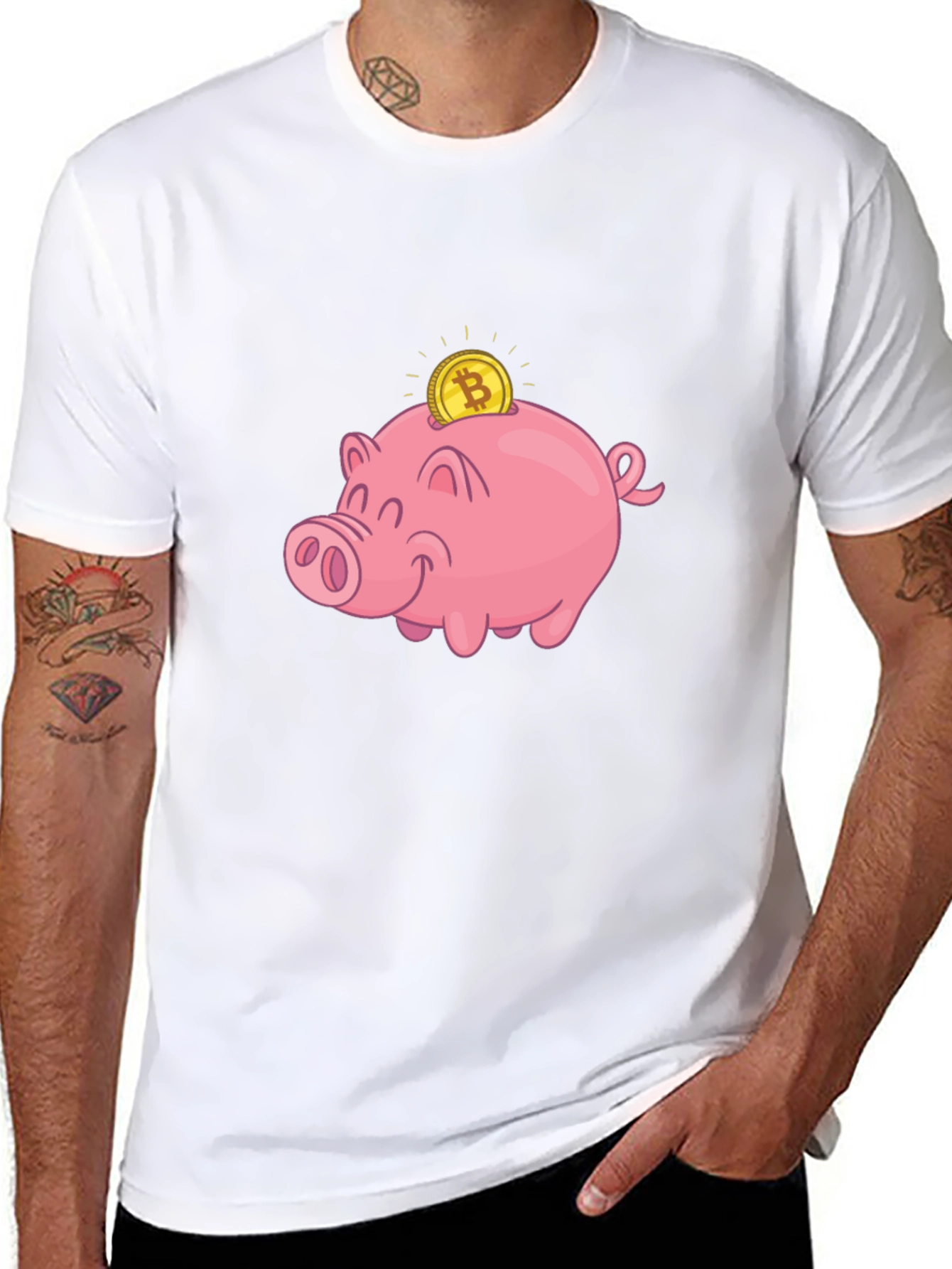 Bitcoin Piggy Bank Black T-Shirt