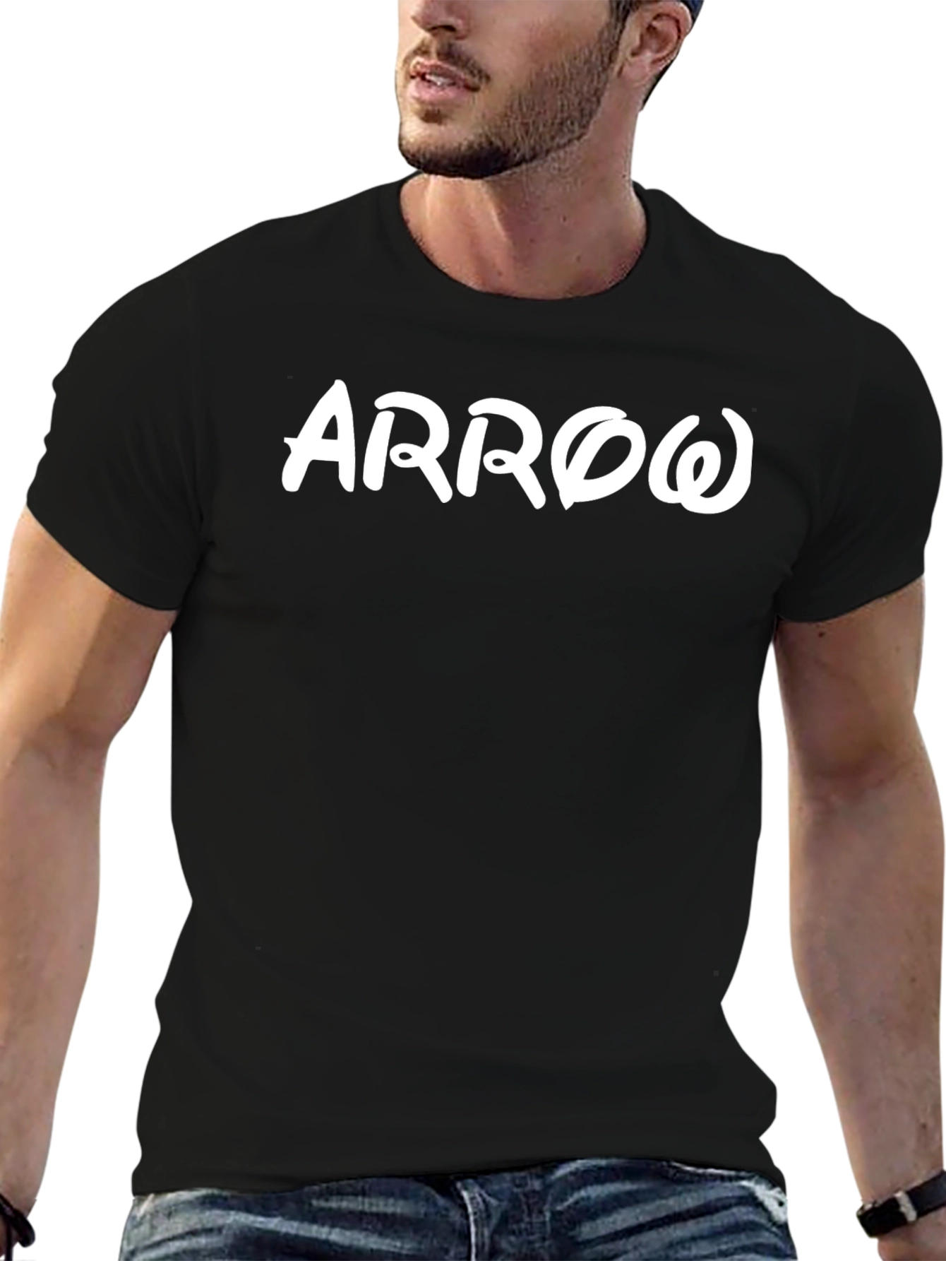 ARROW Black Graphic Tee - Stylish Mens Cotton T-Shirt