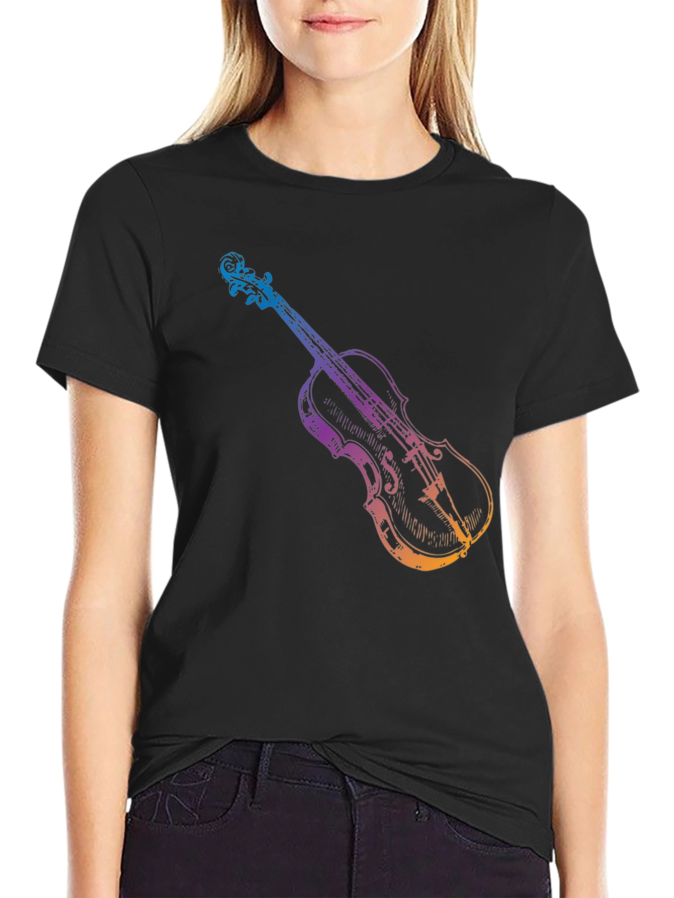 Violin Graphic Tee - Stylish Music Lover T-Shirt