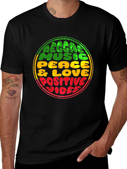 Reggae Music T-Shirt - Peace & Love Positive Vibes