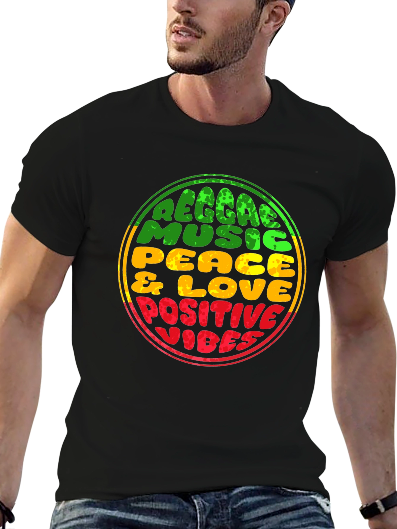 Reggae Music T-Shirt - Peace & Love Positive Vibes