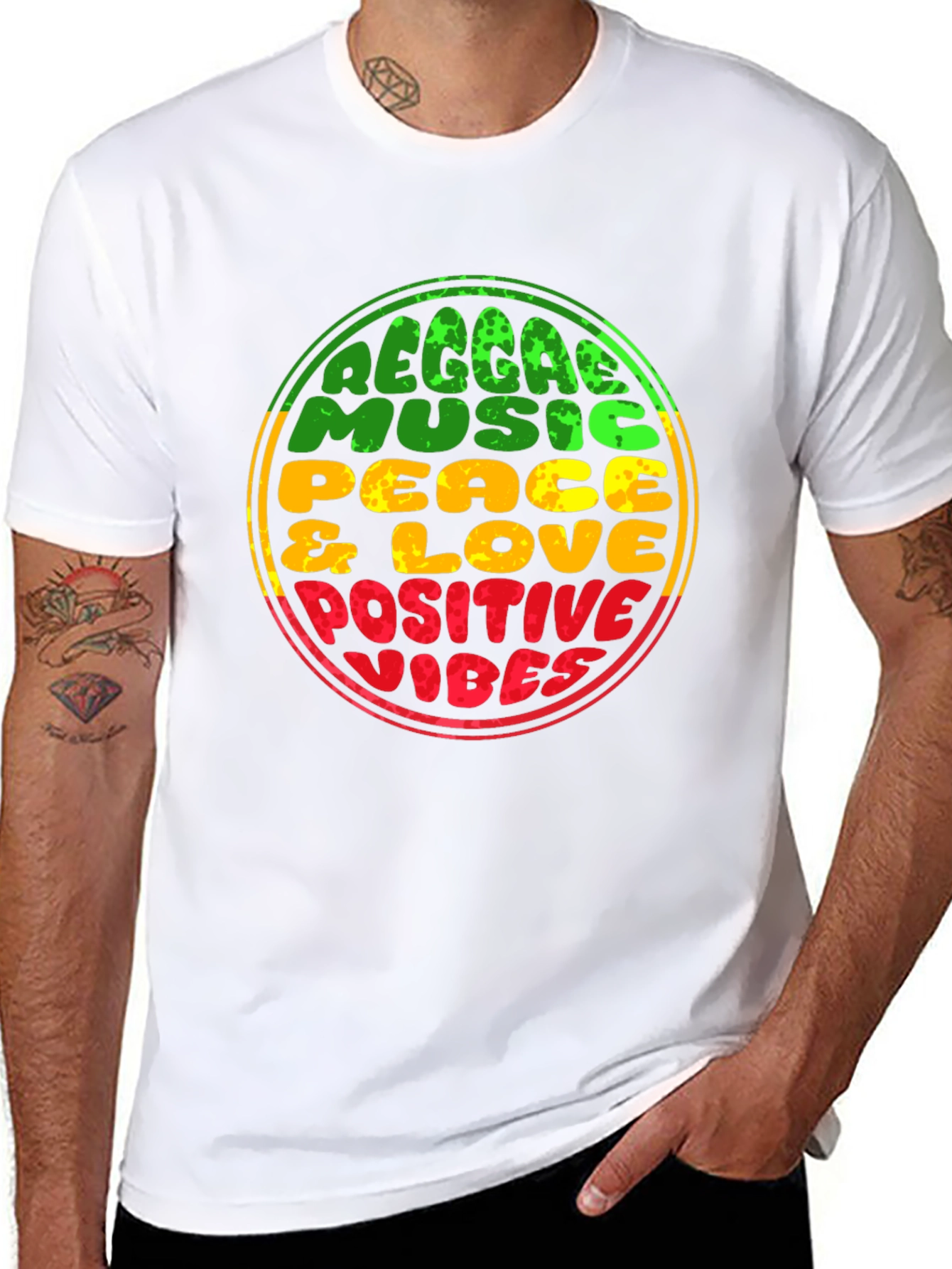 Reggae Music T-Shirt - Peace & Love Positive Vibes