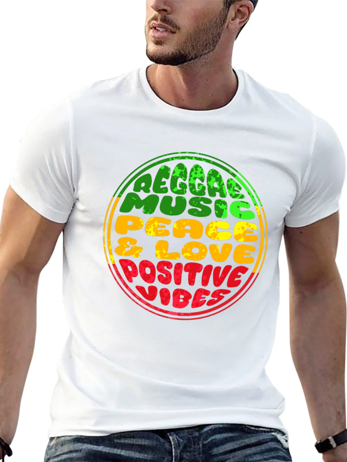 Reggae Music T-Shirt - Peace & Love Positive Vibes