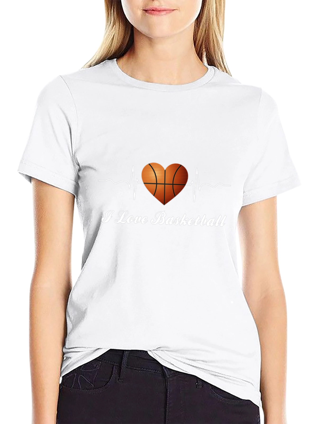 I Love Basketball T-Shirt - Heartbeat Design