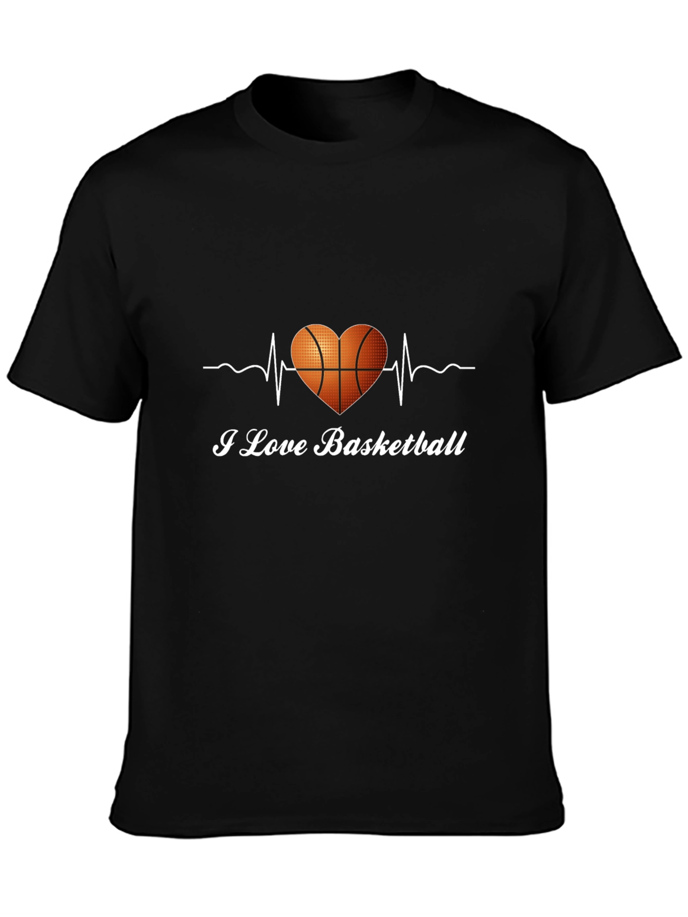 I Love Basketball T-Shirt - Heartbeat Design