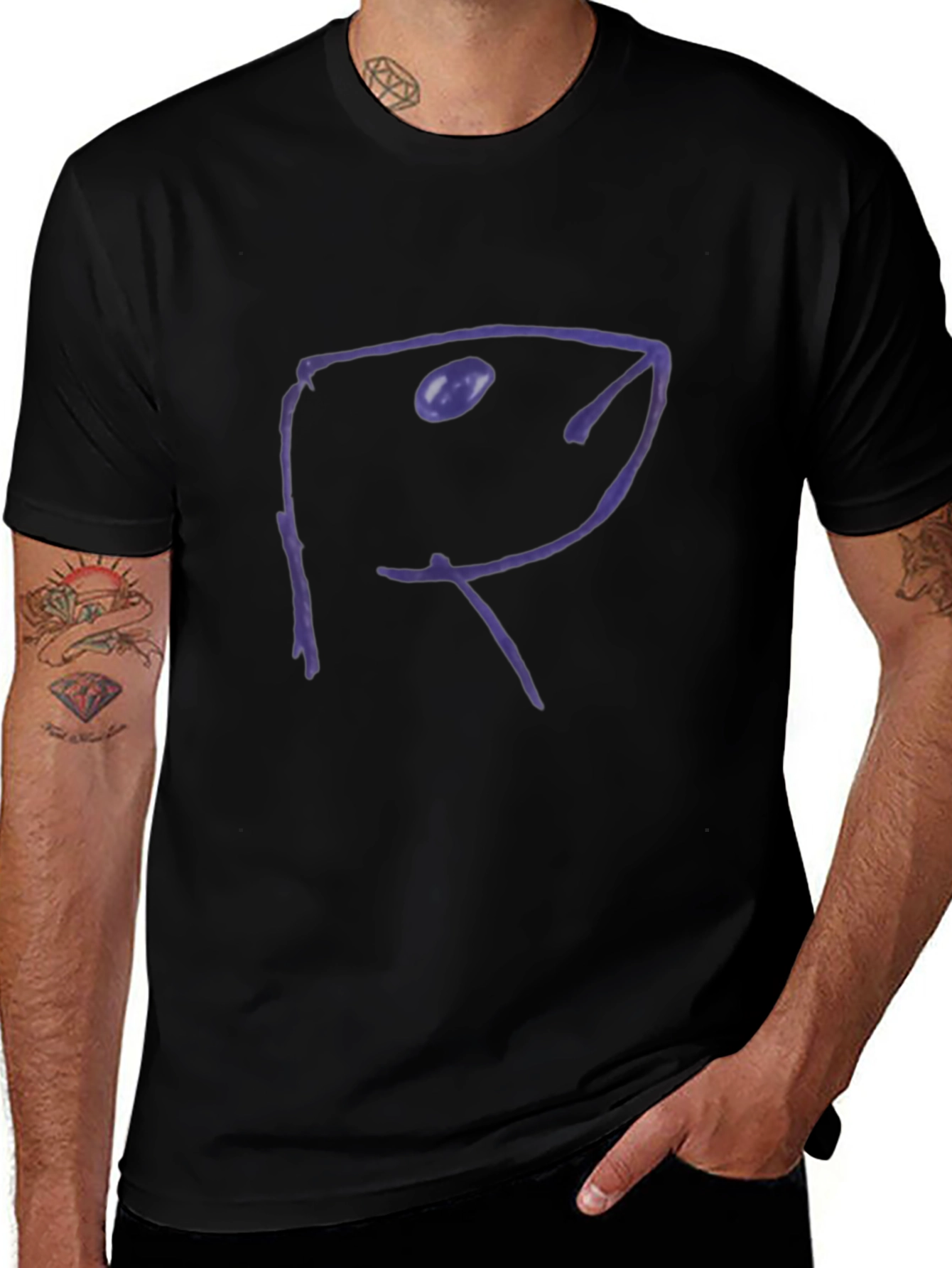Abstract Fish Black Cotton Tee