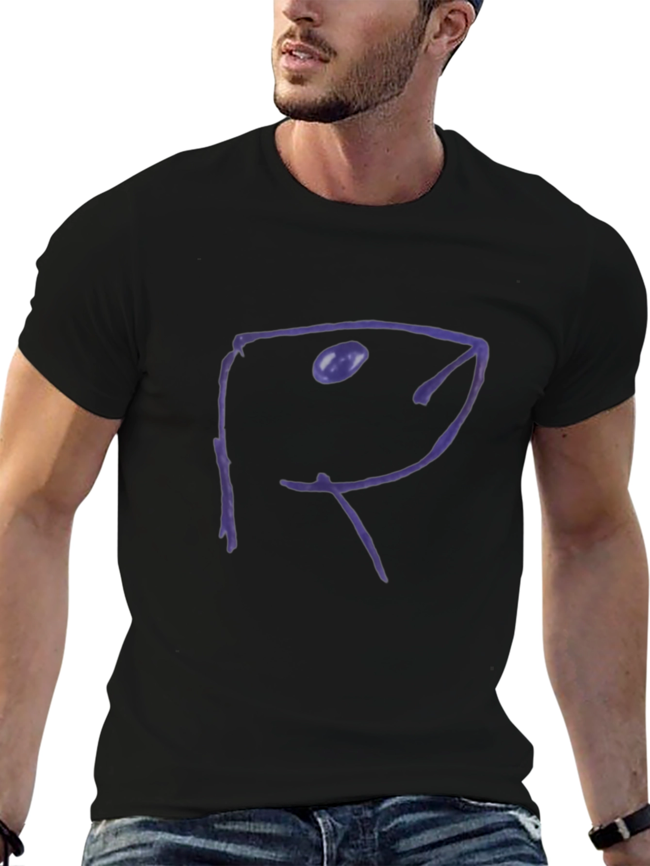 Abstract Fish Black Cotton Tee