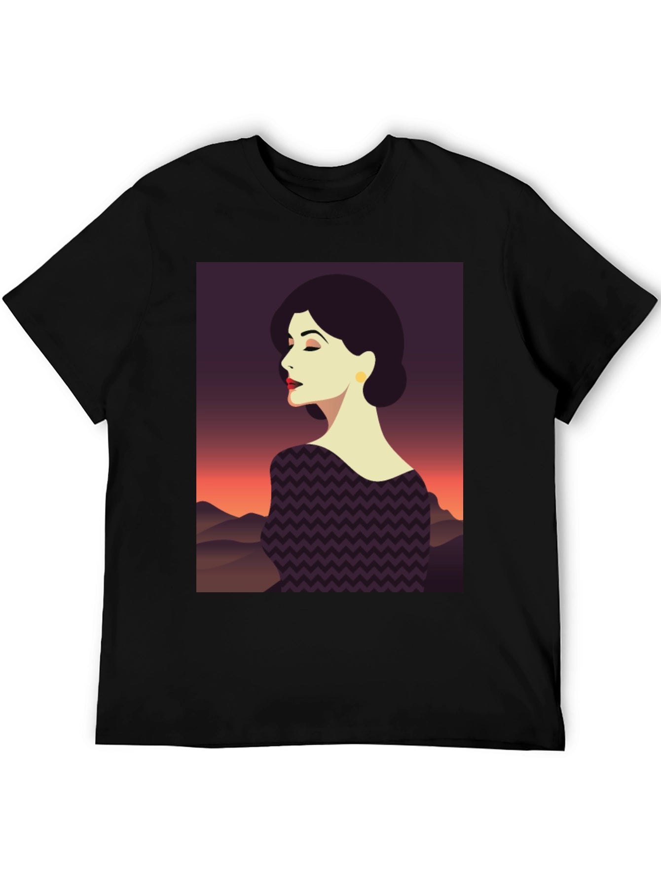 Stylish Woman Graphic Tee - Black