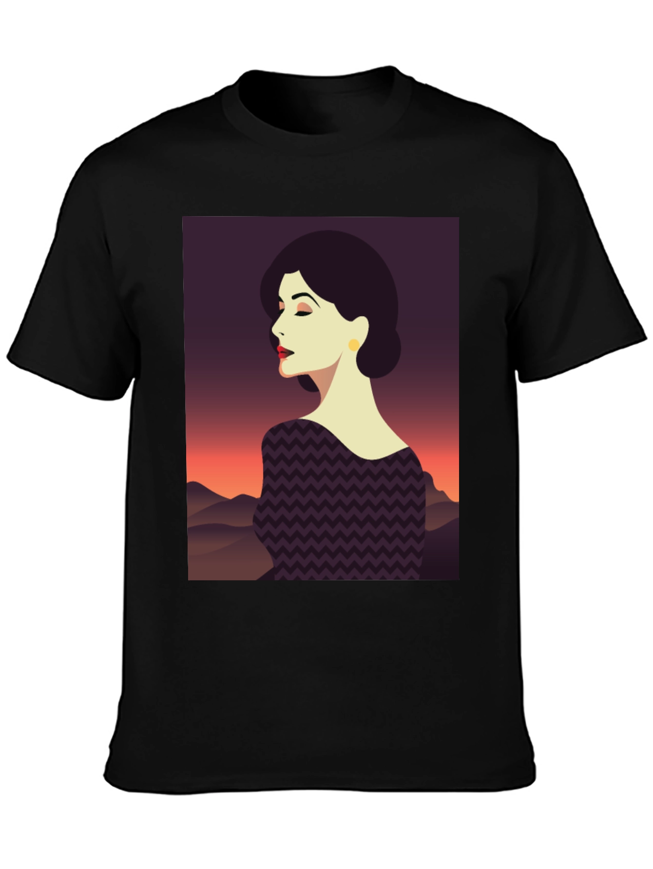 Stylish Woman Graphic Tee - Black